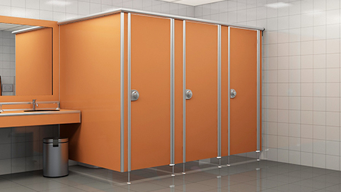 Turuncu profilli kompakt laminat WC kabinleri